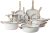 Country Kitchen Induction Cookware Sets – 13 Piece Nonstick Cast Aluminum Pots and Pans with BAKELITE Handles, Glass Lids -Cream