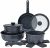 Country Kitchen 13 Piece Pots and Pans Set – Safe Nonstick Kitchen Cookware with Removable Handle, RV Cookware Set, Oven Safe (Black)