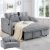 3 in 1 Convertible Sofa Bed, Pull Out Couch with 3 Level Adjust Backrest, Sleeper Loveseat Recliner with 2 Pockets and Phone Holder, Velvet Chaise Lounge for Living Room, Gray, Full Size