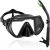 WACOOL Professional Snorkeling Snorkel Diving Scuba Package Set with Anti-Fog Coated Glass Purge Valve and Anti-Splash Silicon Mouth Piece for Men Women