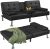 Flamaker Futon Sofa Bed Modern Faux Leather Couch, Convertible Folding Futon Couch Recliner Lounge for Living Room with 2 Cup Holders with Armrest (Faux Leather, Black)