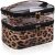 Double-layer Cosmetic Bag Makeup Bag Travel Makeup Bag Makeup Bags for Women Cosmetics Cases Portable Waterproof Foldable (Leopard)