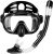 Snorkel Set, Zipoute Snorkel Dry Top Snorkeling Gear for Adults, Panoramic Anti-Leak and Anti-Fog Tempered Glass Lens, Adults Adjustable Snorkeling Set, Scuba Diving Swimming Training Snorkel Kit