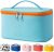 Makeup Bag Portable Travel Cosmetic Bag for Women, Beauty Zipper Makeup Organizer PU Leather Washable Waterproof (Light Blue)