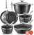 Fadware Induction Cookware Non-stick, Non Stick Pots and Pans Set, Dishwasher Safe Non Stick Cooking Set w/Frying Pans, Saucepans & Stockpot, Oven Safe, Black