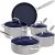 Nuwave 9pc Cookware Set Healthy Duralon Blue Ceramic Nonstick Coated, Diamond Infused Scratch-Resistant, PFAS Free, Oven Safe, Induction Ready & Evenly Heats, Tempered Glass Lids & Stay-Cool Handle