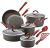 Rachael Ray – 87630 Rachael Ray Cucina Hard Anodized Nonstick Cookware Pots and Pans Set, 12 Piece, Gray with Red Handles