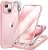 Miracase Glass Series Designed for iPhone 15 Plus Case 6.7′,Full-Body Military Drop Proof 15 Plus Phone Case Cover with Built-in 9H Tempered Glass Screen Protector,Pink