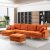 OUYESSIR U-Shaped Sectional Sofa Couch, 4 Seat Sofa Set for Living Room, Convertible L-Shaped Velvet Couch Set with Reversible Chaise Lounge, Ottoman and Pillows,114 inches (Orange)