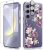 GVIEWIN Compatible with Samsung Galaxy S24 Case Floral, with Screen Protector & Camera Lens Protector, Hard PC+TPU Bumper Clear Shockproof Protective Women Phone Cover 6.2″ (Cherry Blossoms/Purple)