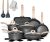 JEETEE Pots and Pans Set Nonstick 20PCS, Granite Coating Induction Compatible with Frying Saucepan, Sauté Pan, Grill Cooking Pots, PFOA Free, (Grey, Cookware Set)