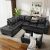 Lamerge Faux Leather Sectional Sofa Couch, Modern L-Shaped Modular Couch Upholstered 6 Seaters Living Room Sofa Couch W/2 Cup Holders & Storage Ottoman, Living Room Furniture Set for Small Apartment