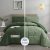 HIG 3pc Green Down Alternative Comforter Set Queen Size – All Season Reversible Comforter with Two Shams – Quilted Duvet Insert with Corner Tabs – Box Stitched – Breathable, Soft, Fluffy