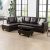 Living Room Furniture, Faux Leather, 3-Piece Sectional Set Include Three-Seater Couch with Chaise Lounge & Storage Ottoman,L-Shape Sofa-Brown (Left Hand Facing)