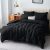 CozyLux King Size Comforter Set – 7 Pieces Comforters Black, Pintuck Bed in A Bag Pinch Pleat Bedding Sets with All Season Comforter, Flat Sheet, Fitted Sheet and Pillowcases & Shams