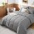 Bedsure Queen Bedding Comforter Set – 7 Pieces Solid Grey Bed in a Bag Queen, Bed Set Queen with Quilted Fluffy Comforters, Sheets, Pillowcases & Shams