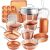 Gotham Steel Hammered Copper Collection – 20 Piece Premium Pots and Pans Set Nonstick Ceramic Cookware + Bakeware Set for Kitchen, Induction/Dishwasher/Oven Safe, Healthy and Non Toxic