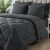 Queen Size Comforter Set, 7 Pieces Bed in a Bag, Bedding Sets with All Season Soft Quilted Lightweight Comforter, Flat Sheet, Fitted Sheet, 2 Pillow Shams, 2 Pillowcases, Dark Grey