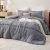 Bedsure California King Comforter Set with Sheet – 4 Pieces Soft Grey Bedding Sets, Grid Pinch Pleat, All Season Lightweight Fluffy Bed Set with Solid Boho Comforter, Pillowcases & Sheet