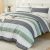 Litanika Comforter Full Size Set Sage Green – 3 Pieces Lightweight Bedding Comforter Sets, Green White Colorblock Stripe Fluffy Bed Set, All Season Down Alternative Bed Set