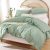 YIRDDEO Sage Green Queen Comforter Set Ball Pom Fringe Design 3pcs, Aesthetic Green Comforter Queen Size Comforter Sets Bed Set Sage Green Bedding Set for Women Men (1 Comforter 2 Pillowcases)