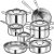 Legend 5 Ply 14 pc All Stainless Steel Heavy Pots & Pans Set | Professional Quality Cookware 5ply Clad Home Cooking & Commercial Kitchen Surface Induction Oven Safe | Non-Teflon PFOA, PTFE & PFOS Free