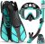 Snorkeling Gear for Adults Men Women,4 in 1 Snorkel Set with Panoramic View Diving Mask Anti-Fog Anti-Leak,Dry Top Snorkel,Fins and Travel Bag for Swimming,Snorkeling and Travel Diving