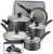 Farberware Dishwasher Safe Nonstick Cookware Pots and Pans Set, 15 Piece, Pewter