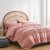 KAKIJUMN Blush Pink Tufted Comforter Set King Size 7 Piece Bed in a Bag, Shabby Chic Boho Comforter and Sheet Set, All Season Soft Microfiber Complete Bedding Set(Pink,King)