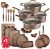 Cookware Set – 23 Piece –Gold Multi-Sized Cooking Pots with Lids, Skillet Fry Pans and Bakeware – Reinforced Pressed Aluminum Metal – Suitable for Gas, Electric, Ceramic and Induction by BAKKEN Swiss