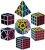 Roxenda Speed Cube Set, Speed Cube Bundle of 2×2 3×3 4×4 Megaminx Windmill Mirror Cube and Pyramid Cube Smoothly Magic Cubes Collection for Kids & Adults [7 Pack] (Carbon Fiber)