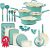 Cookware Set – 23 Piece –Green Multi-Sized Cooking Pots with Lids, Skillet Fry Pans and Bakeware – Reinforced Pressed Aluminum Metal – Suitable for Gas, Electric, Ceramic and Induction by BAKKEN Swiss