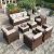 HERA’S HOUSE 7 Pieces Rattan Patio Furniture Set, 4 x Single Chair, 2 x Ottoman and 3-Seat Sofa with Cushions, 9 Seats Outdoor Wicker Sectional Conversation Set for Garden, Poolside, Backyard